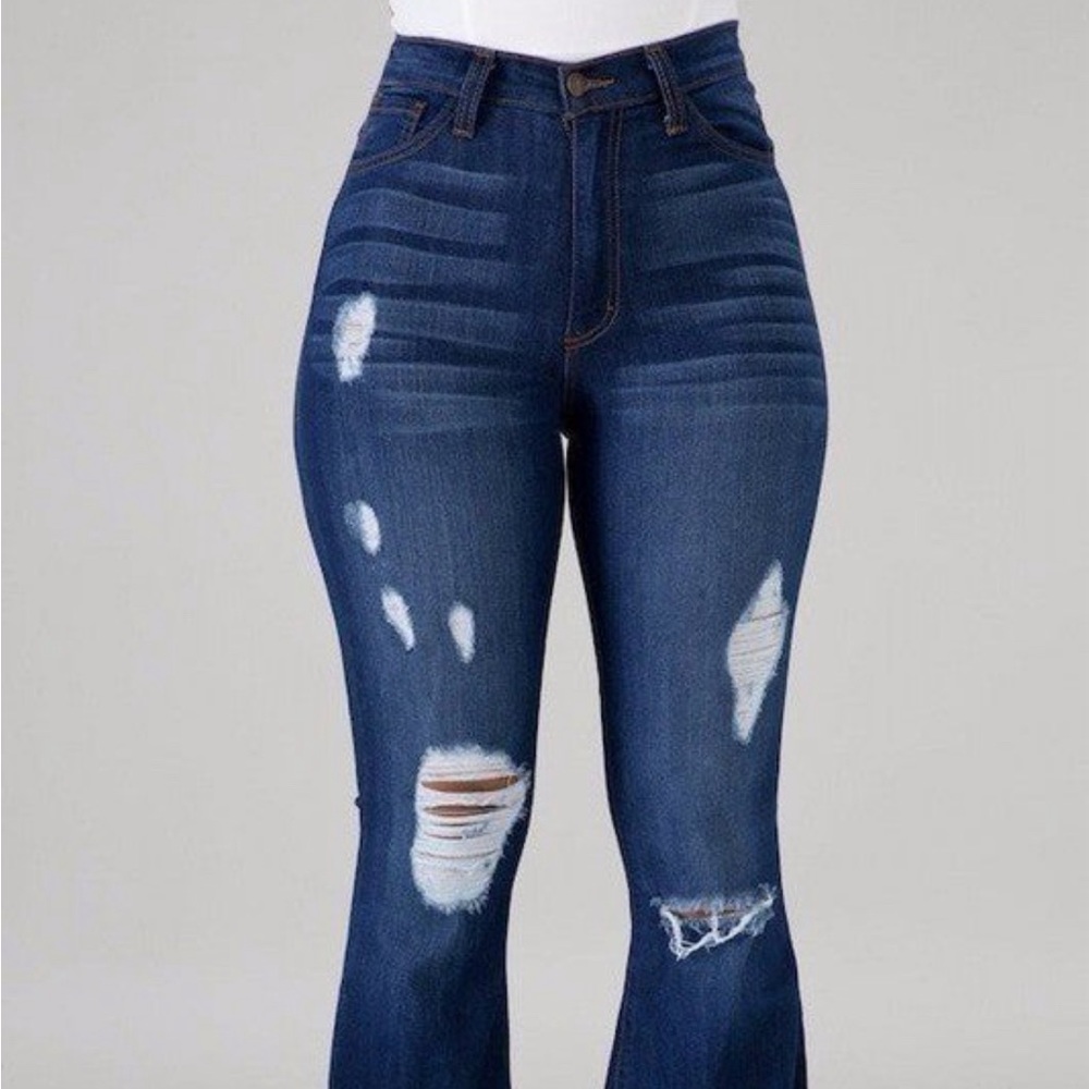 High waisted bell bottom jeans